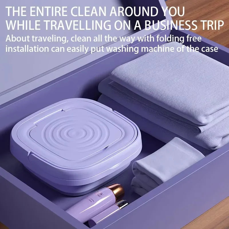 8L Retractable Folding Small Washing Machine with Spin Dryer Portable Small Ultrasonic Travel Washing Machine