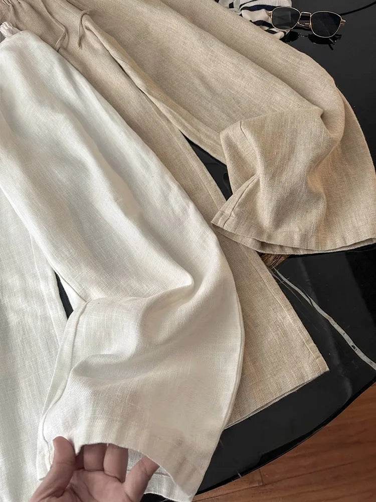 Women's Washed Linen Wide Pants - P12 Hub Europe