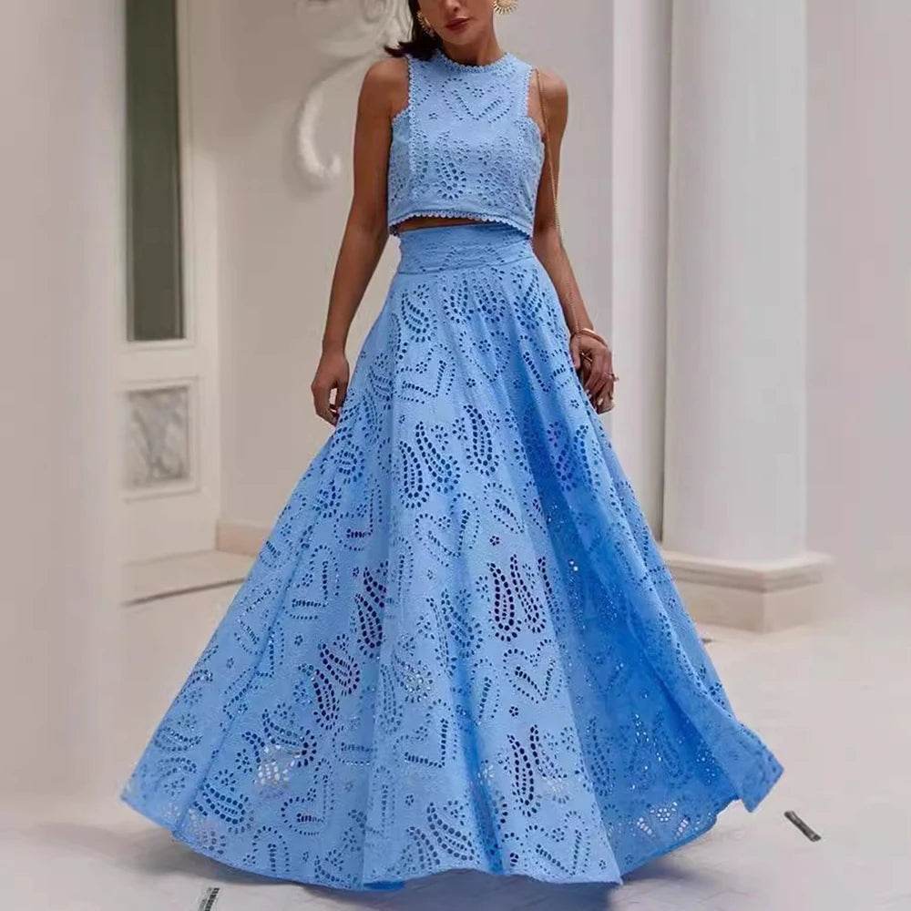 Embroidery Hollow Skirt Set - P12 Hub Europe