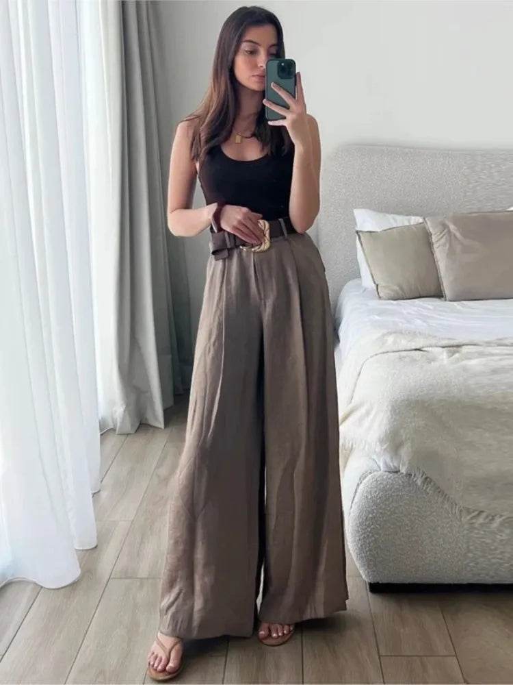 HipSeam Satin Wide Leg Trousers - P12 Hub Europe