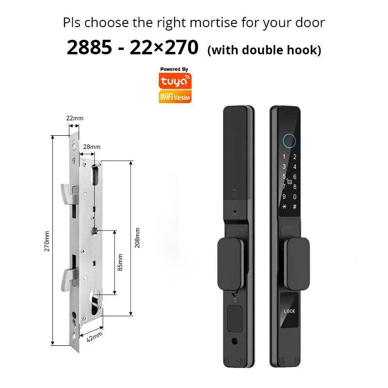 WiFi Sliding Door Lock | IP66, Fingerprint, Card, Code, Glass/Aluminum - P12 Hub Europe