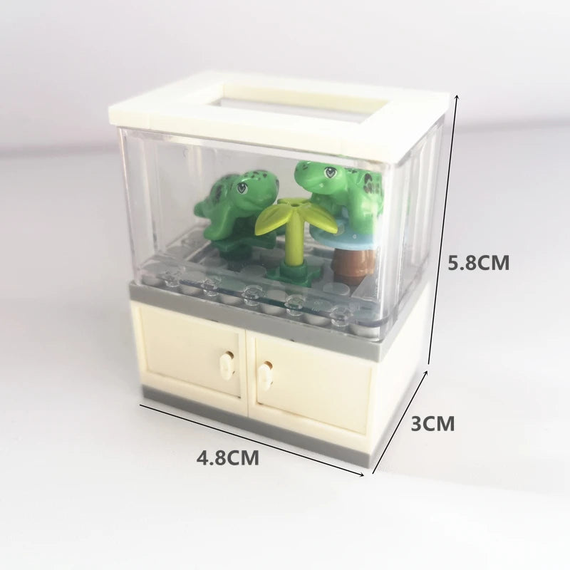 City Friends Fish Tank Building Blocks MOC Assemble Toys ClownFish Turtle Lizard Pet Blocks DIY Toy Creative Toys for Kids Gift