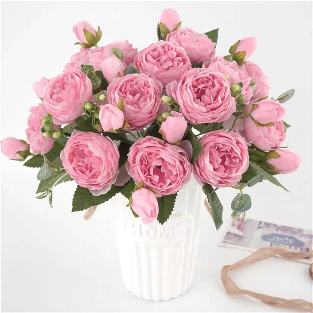 30CM Fake Roses Silk Peony Artificial Flowers Cheap New Year's Christmas Decorations Vase for Home Wedding Bridal Bouquet Indoor - P12 Hub Europe