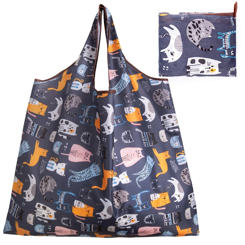 Big Size Thick Nylon Large Tote ECO Reusable Polyester Portable Shoulder Women's Handbags Folding Pouch Shopping Bag Foldable