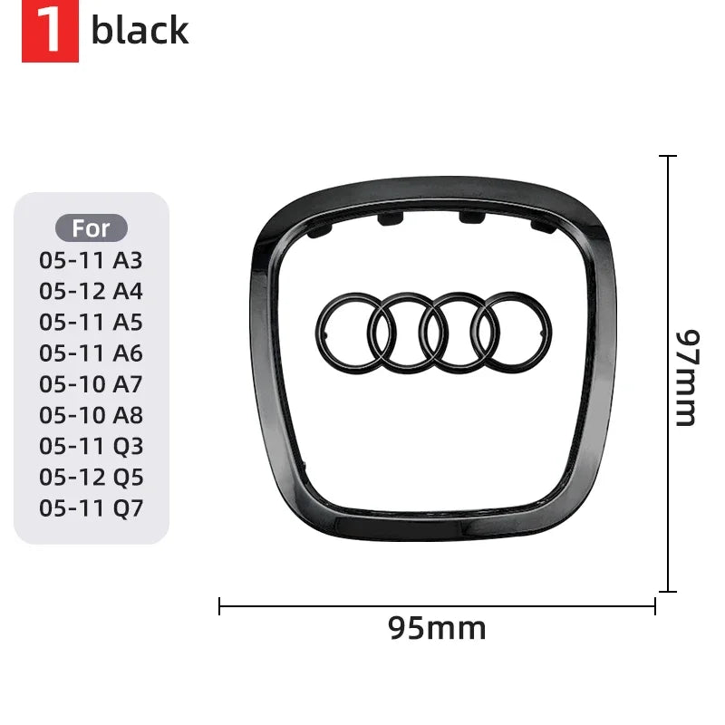 Car Steering Wheel Center Emblem Logo Sticker For AUDI Trim Frame Badge Decor Ring Cover Auto Accessories Q5 Q3 Q7 A3 A4 A6 S3