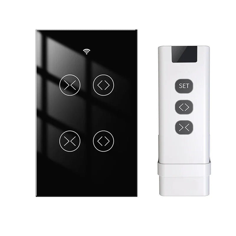 Tuya SmartLife WiFi RF 2 Gang Double Curtain Blind Switch for Roller Shutter Electric Motor With Alexa Google Home Voice Control