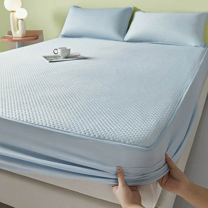 Breathable Cool Feel Bed Mat for Summer Quilted Smooth Cooling Mattress Mats for Bed Ice Silky Fitted Sheet and Pillowcases Set - P12 Hub Europe