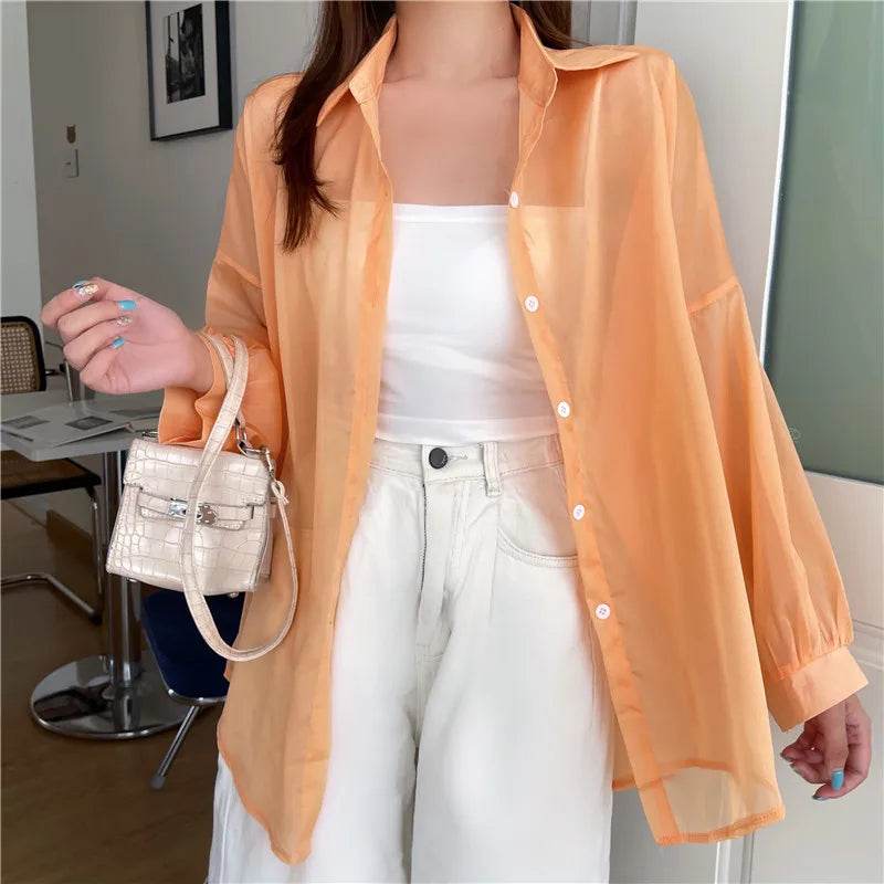 Semi Sheer Button Down Shirt - P12 Hub Europe