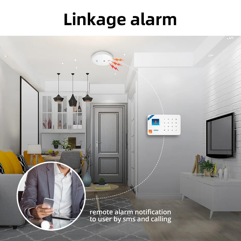 KERUI GS04 433MHz Wireless Smoke Detector Fire Sensor For W181 W204 GSM WiFi Security Home alarm system Auto Dial alarm Systems