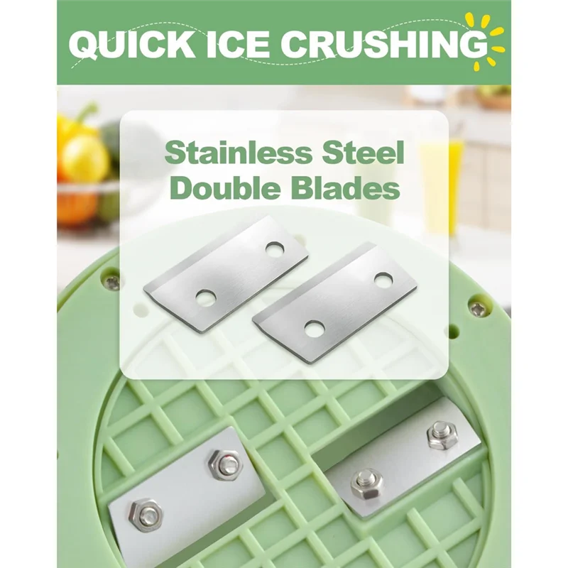 A74U Snow Cone Machine Shaved Ice Machine Manual Ice Shaver Machine Double Stainless Steel Blade Ice Crusher