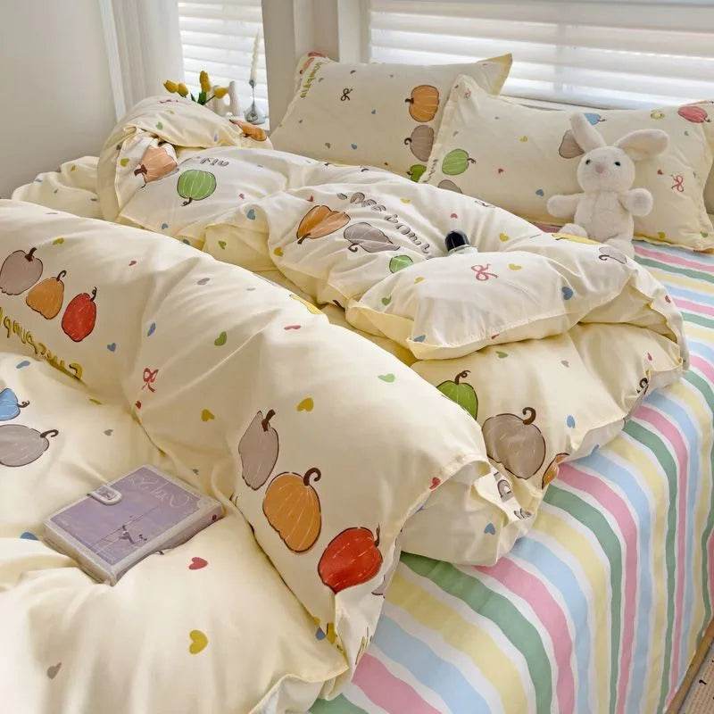 Summer Bedding Set 2024 Ins Twin Queen Duvet Cover Flat Sheet Pillowcase No Filler Girl Boys Hotel Home Bed Linens - P12 Hub Europe
