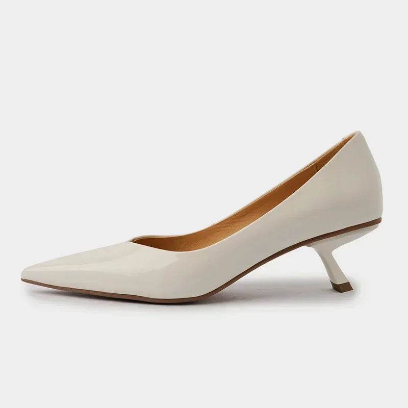 JOZHAMTA Size 34-43 Women Pumps Real Leather Thin High Heels Shoes Vintage Pointed Toe Slip-On Shoes Classic Office Lady Dress