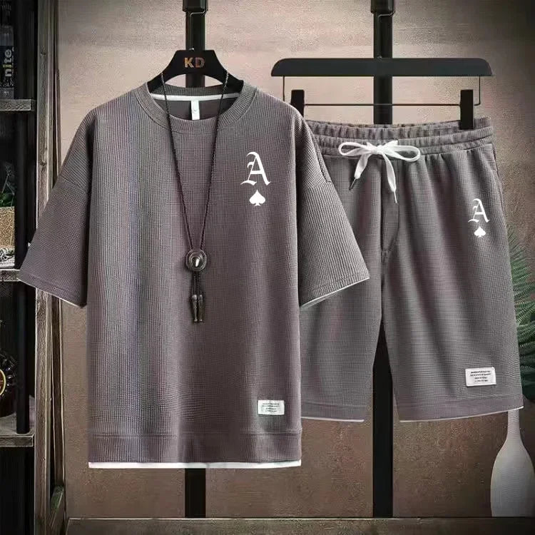 Men's casual and fashionable sportswear, summer outdoor short-sleeved T-shirts and sports shorts, and daily casual two-piece set