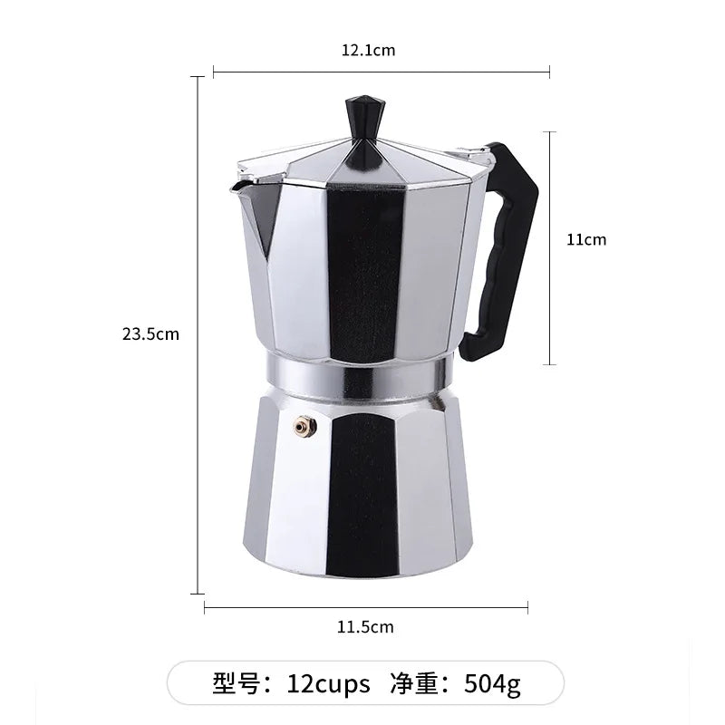 Moka Pot Italian Coffee Machine Espresso Aluminum Geyser Coffee Maker Kettle Latte Stove Classic Coffee Barista Accessories