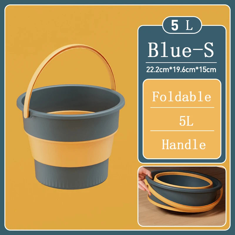 Portable Foldable Bucket Basin 5/10/17L Silicone Bucket Camping Laundry Basket Car Wash Fishing Bathroom Tool Household Supplies