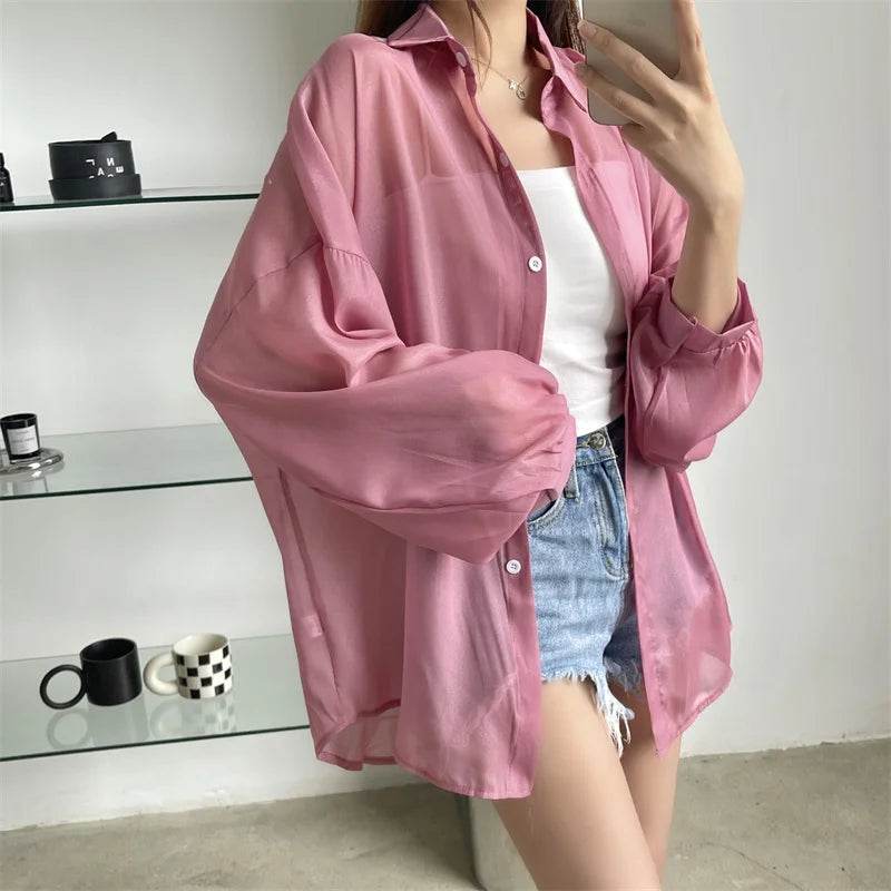 Semi Sheer Button Down Shirt - P12 Hub Europe
