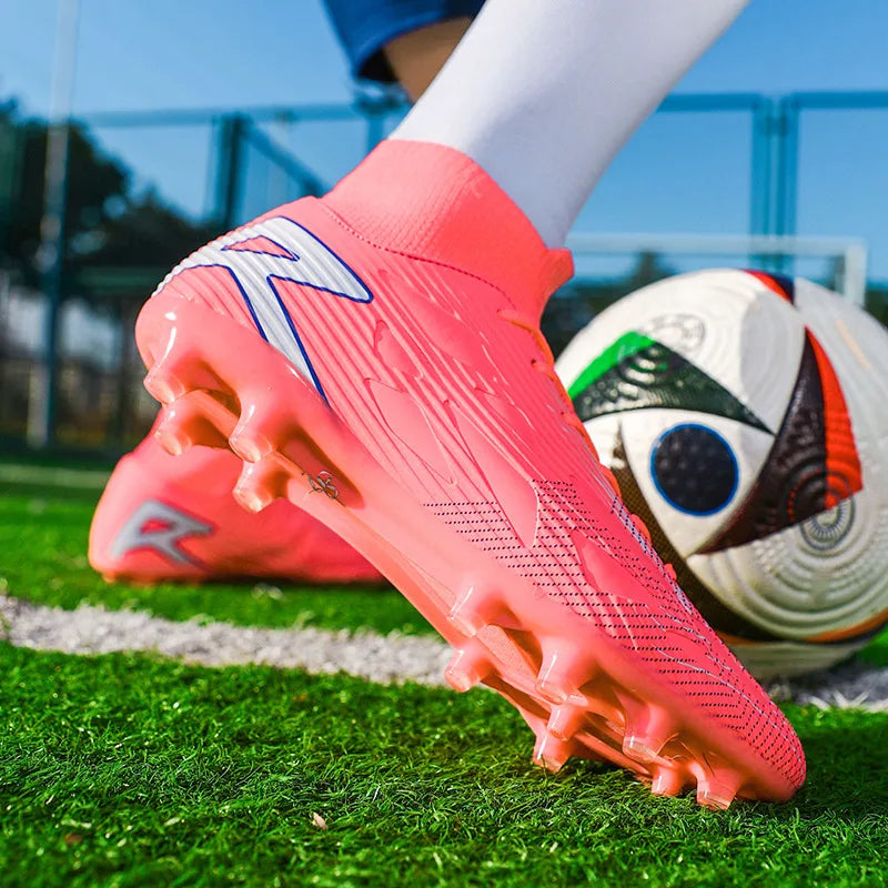 2025 Pink Football Boots Men Lawn Long Spike Men’s Soccer Shoes Society Plus Size 47 Outdoor Sports Soccer Boot For Men Trainers