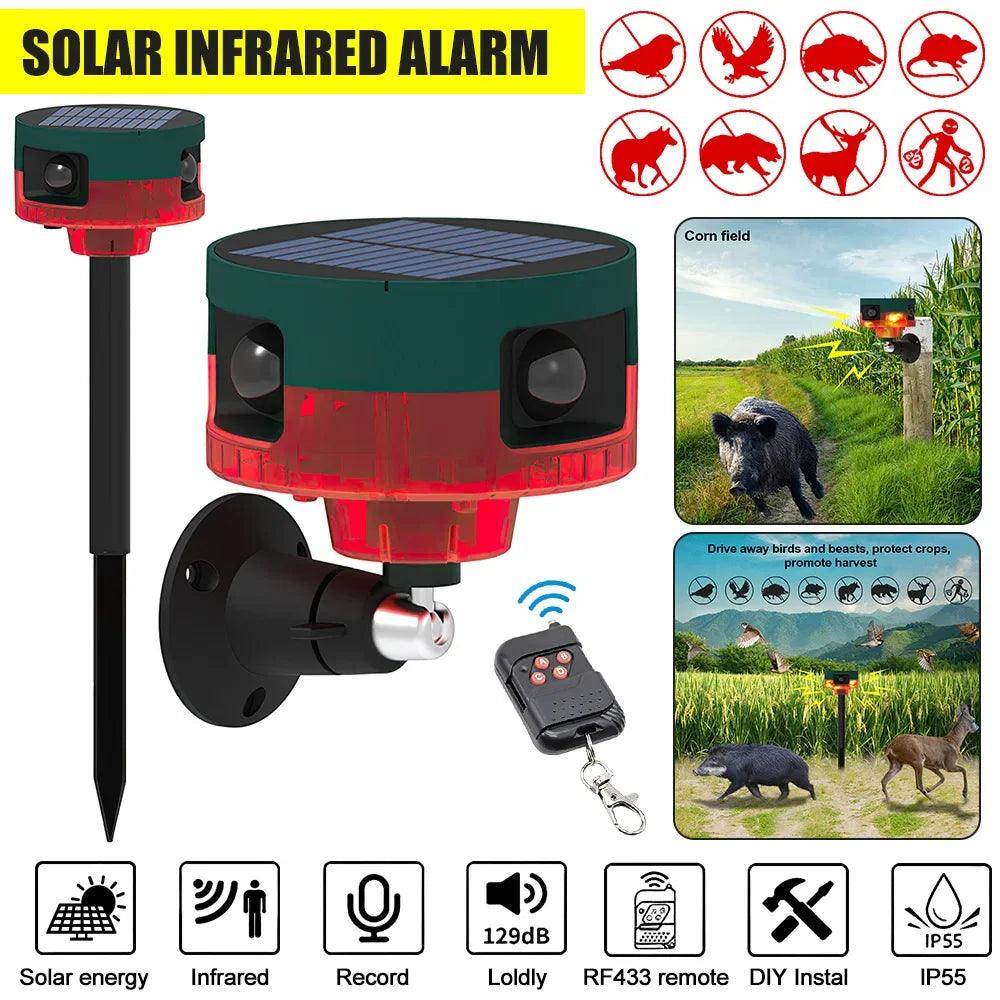 Solar Motion Sensor Alarm, Outdoor Security | 129dB Repeller - P12 Hub Europe
