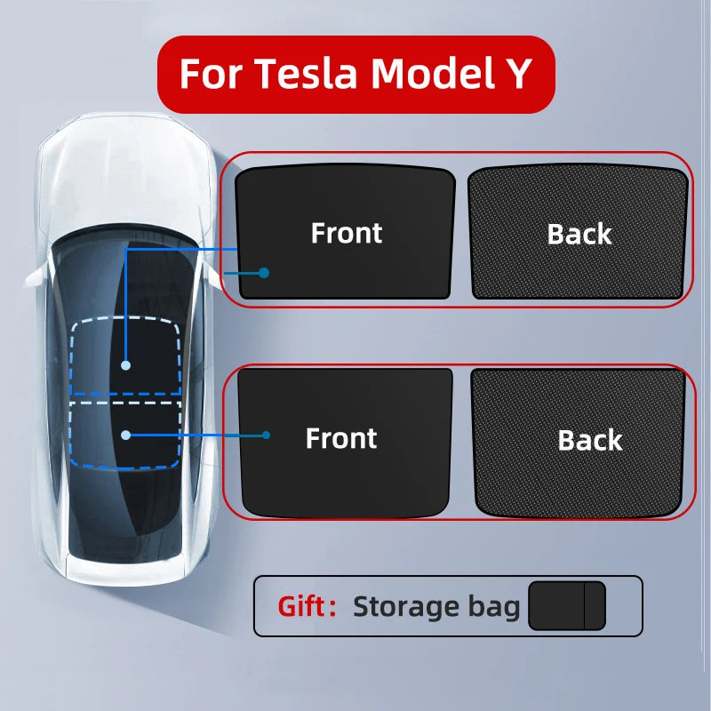 For Tesla Model 3 Y 2021-2025 New Upgrade Ice Cloth Buckle Sun Shades Glass Roof Sunshade Front Rear Sunroof Skylight