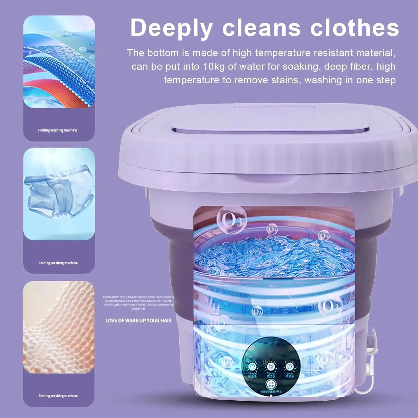 8L Retractable Folding Small Washing Machine with Spin Dryer Portable Small Ultrasonic Travel Washing Machine
