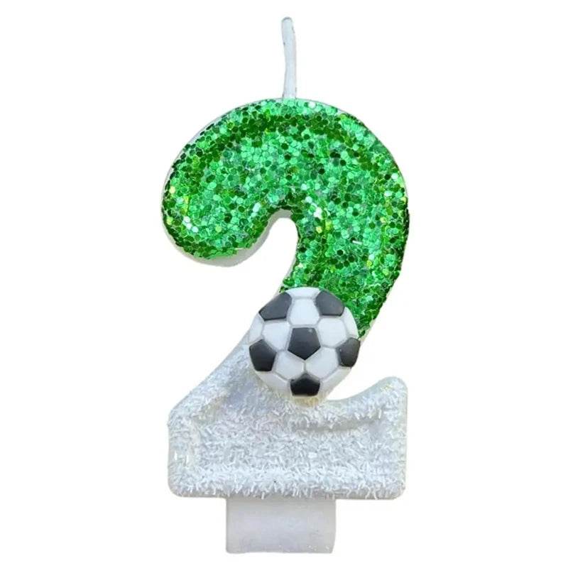 Football Children's Birthday Candles Number 0-9 Green Sparkles Birthday Creative Soccer Candle for Boy Party Cake Top Decoration - P12 Hub Europe