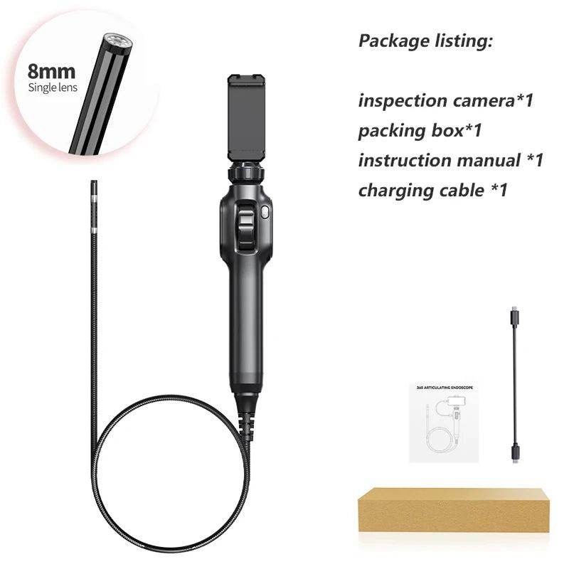 Borescope 8.5mm 360° iOS/Android, 1080P, 8 LED, Articulating - P12 Hub Europe