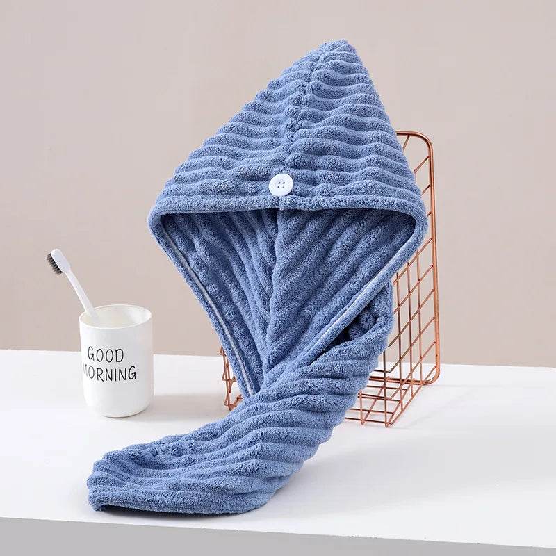 1Pcs Microfiber Quick-dry Hair Towel Cap with Button Super Absorption Bath Hat Fast Drying Hair Drying Wrap Hat Towel for Women - P12 Hub Europe