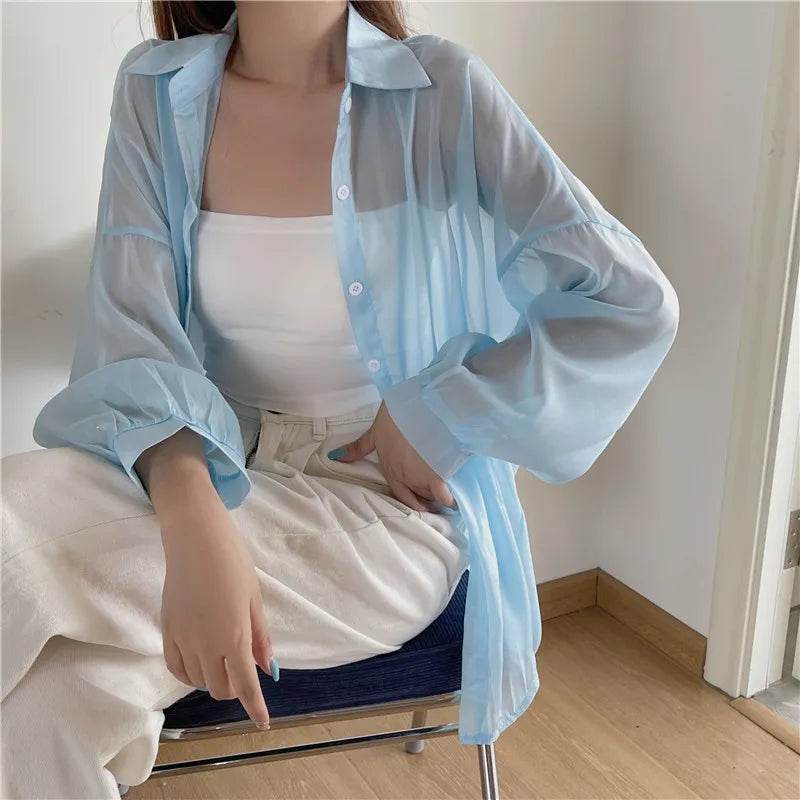 Semi Sheer Button Down Shirt - P12 Hub Europe