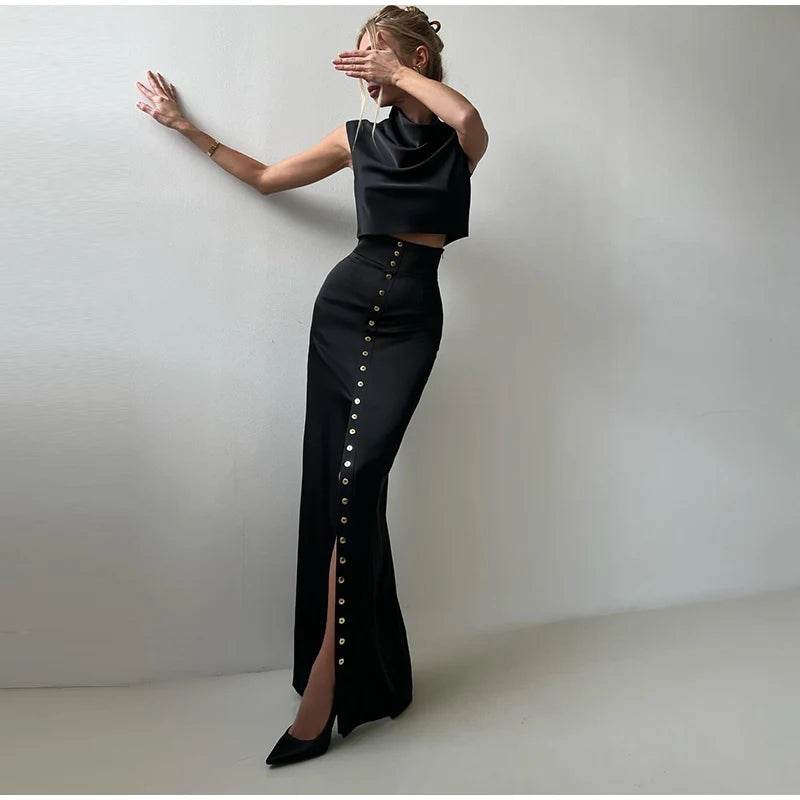 Elegant Split Skirt Crop Set - P12 Hub Europe
