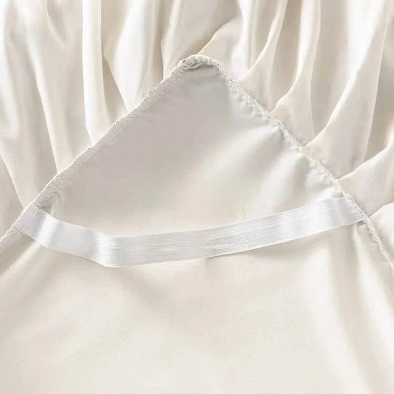 3pcs Set Raw Cotton Soft Bedspread Bed Romance Dust Protector Cover Embroidery Lace Edge Bed Skirt with 2pcs Pillowcase - P12 Hub Europe