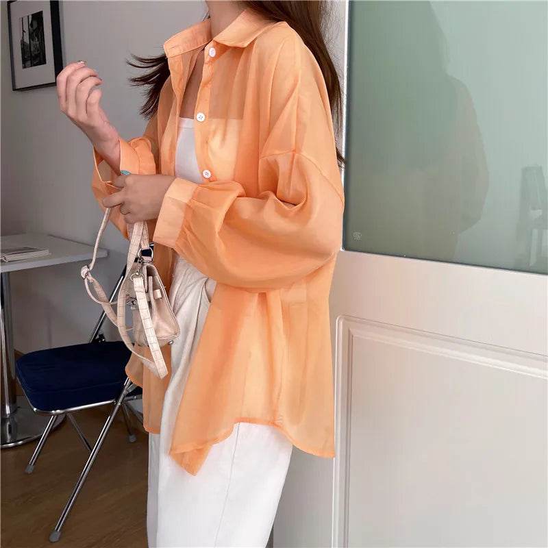 Semi Sheer Button Down Shirt - P12 Hub Europe
