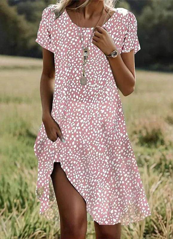 Floral Print Boho Beach Dress Casual Short Sleeve - P12 Hub Europe