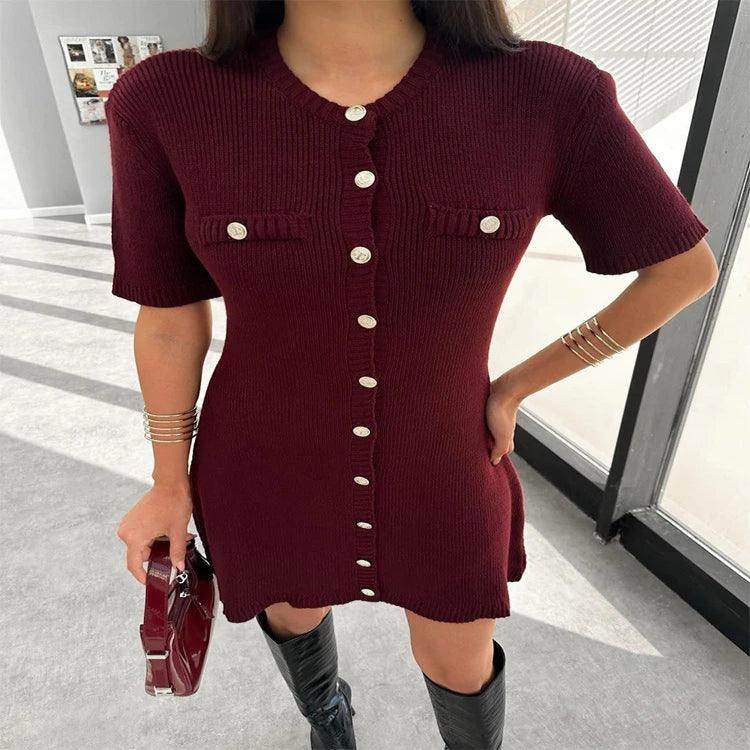 Elegant Knit Mini Dress Street Slim High Waist - P12 Hub Europe
