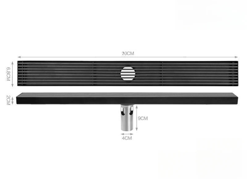 Long black floor drain stainless steel extended floor drain shower room outdoor large displacement drainage long