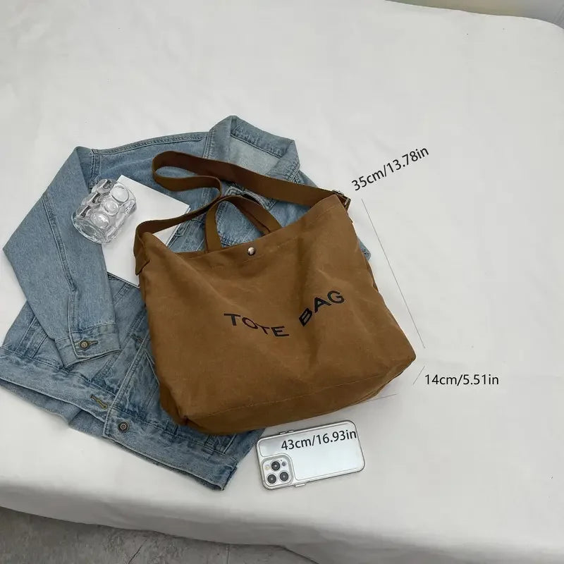 Thickened Canvas Retro Tote Bag Premium Sense Handbags Commuter Bag Large Capacity Student Shoulder Bags for Women