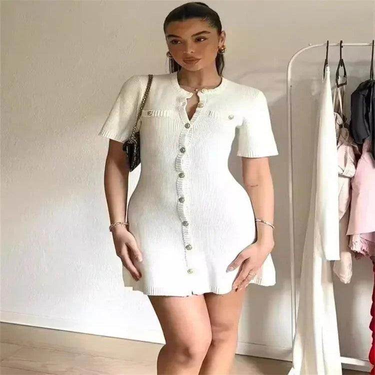 Elegant Knit Mini Dress Street Slim High Waist - P12 Hub Europe