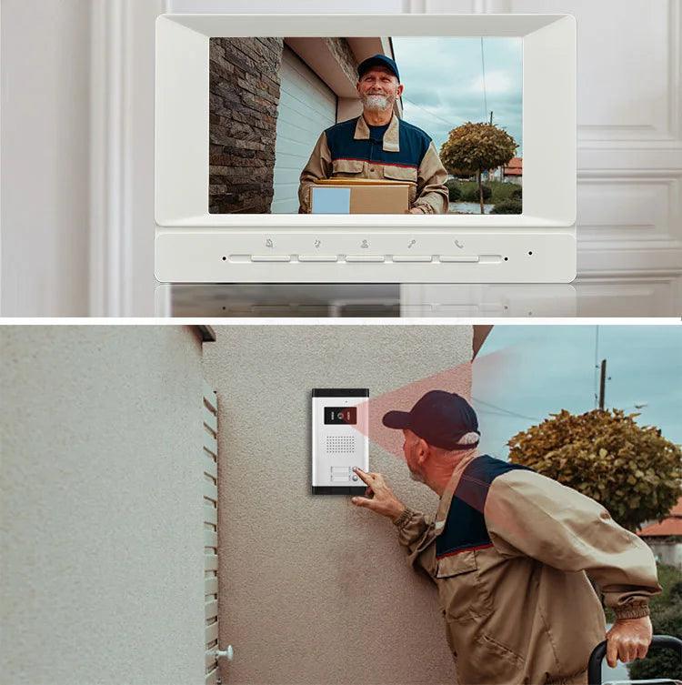 Video Door Phone7" 2 Call Buttons, Intercom, Unlock, 700TVL - P12 Hub Europe