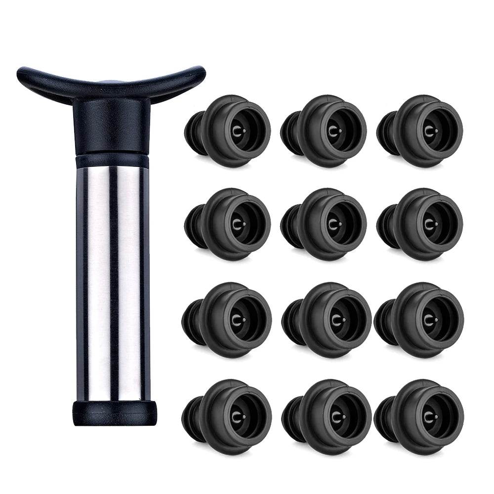 WOTOR Advanced Wine Stoppers Stainless Steel Manual Vacuum Pump Wine Saver Reusable Wine Bottle Stopper Sealer Keep Wine Fresh - P12 Hub Europe