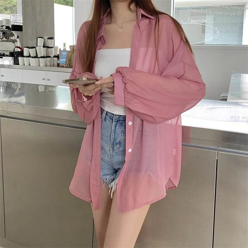 Semi Sheer Button Down Shirt - P12 Hub Europe