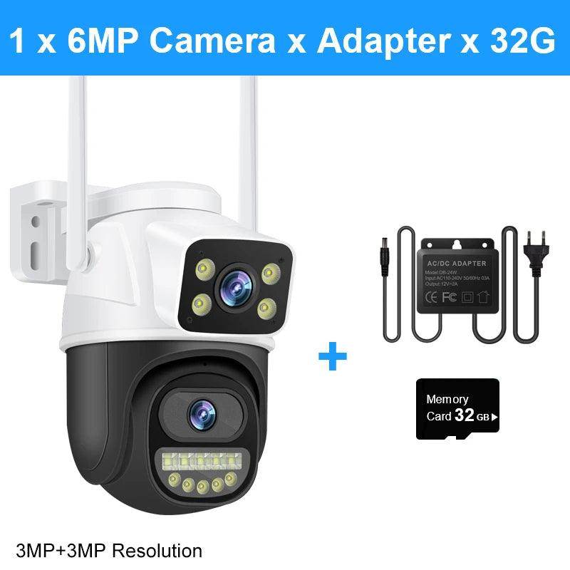 Camera Dual Lens PTZ 6MP, Dual Screen, AI Track, Color Night - P12 Hub Europe