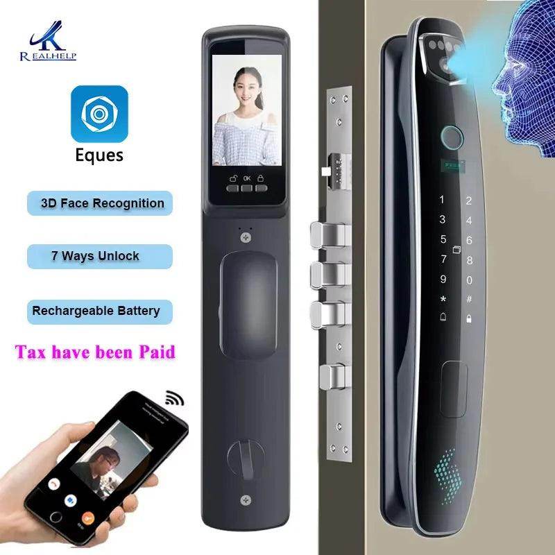 3D Face Lock w/ Camera WiFi, Fingerprint, Card, 40-80mm - P12 Hub Europe