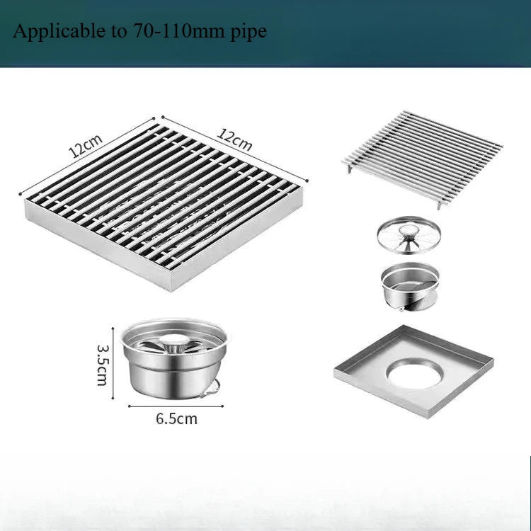 Thickened 304 Stainless Steel Large Floor Drain Outdoor Courtyard Garden Open-air Balcony Outdoor Large Bamboo Raft Floor Drain