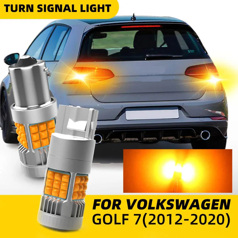 2pcs Car LED Turn Signal Lights Bulbs Amber For Rear Direction Indicator Lamp Bulb For Volkswagen VW Golf MK7 Alltrack Sportsvan