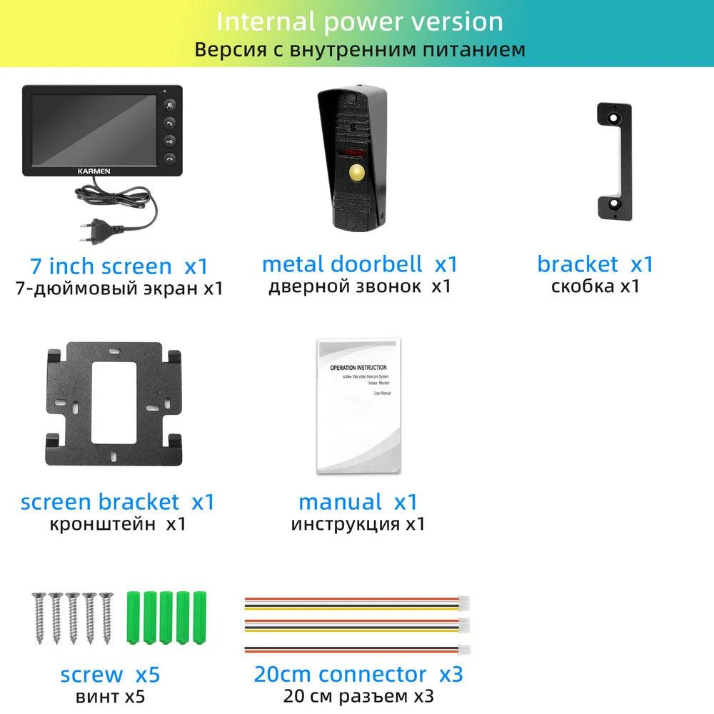 Video Doorbell7" Wired Intercom, Unlock, Waterproof, 16 Ringtones - P12 Hub Europe