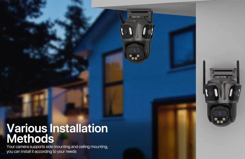 Outdoor Camera 4K 8MP 3-Lens Outdoor Cam | AI Track, PTZ, Color Night - P12 Hub Europe