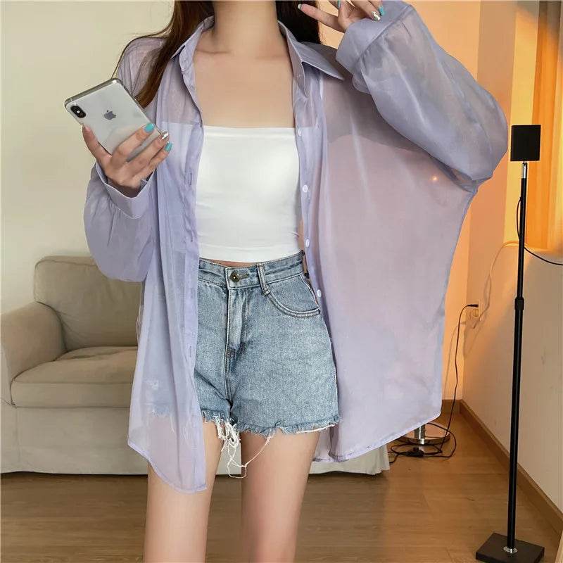 Semi Sheer Button Down Shirt - P12 Hub Europe