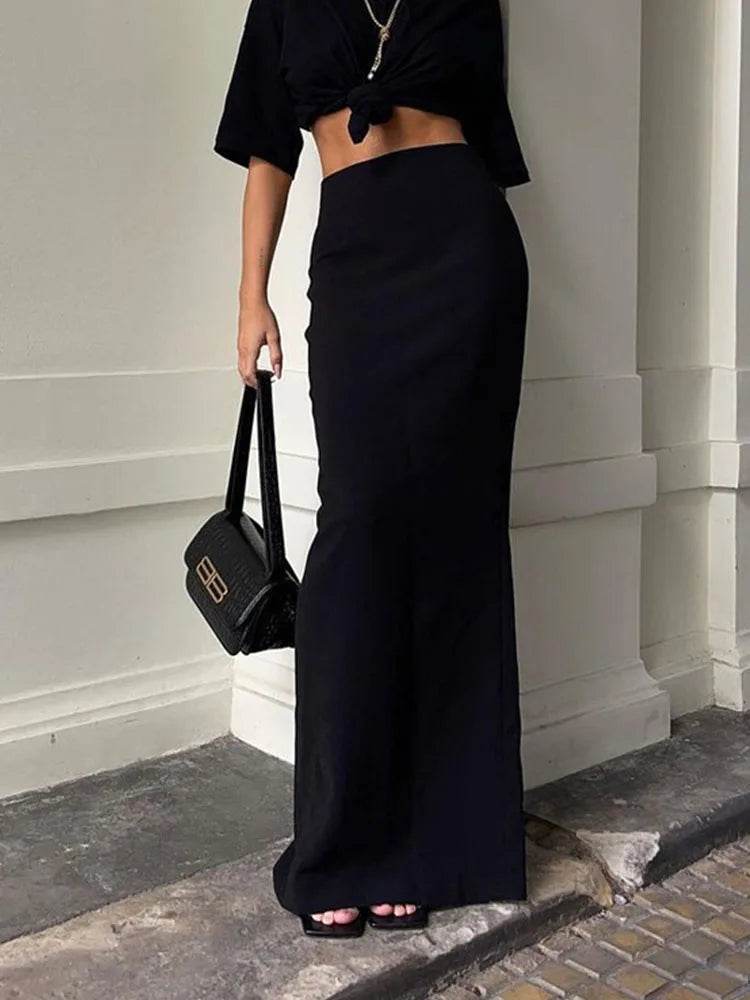 Women's Black Maxi Skirt - P12 Hub Europe