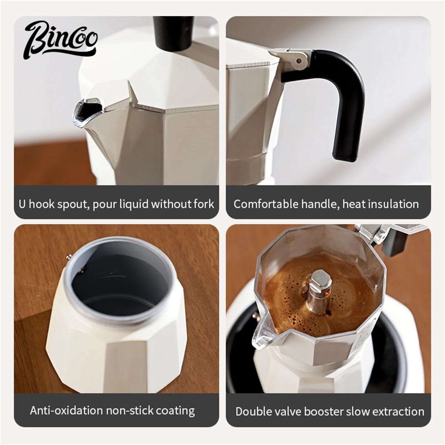 Bincoo Double Valve Moka Pot Coffee Espresso Machine Electric furnace Hand Brewed Coffee Italian Home Outdoor Barista Tools 220V