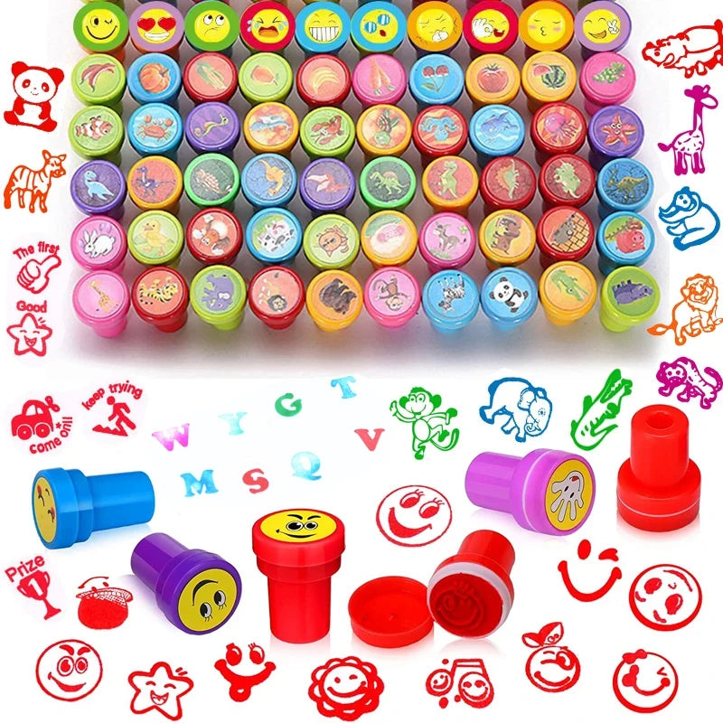 Hot Sale 10PCS Cute Cartoon Children's Stamps Teacher Kindergarten Reward Stamps Children's Early Education Toys and Gifts