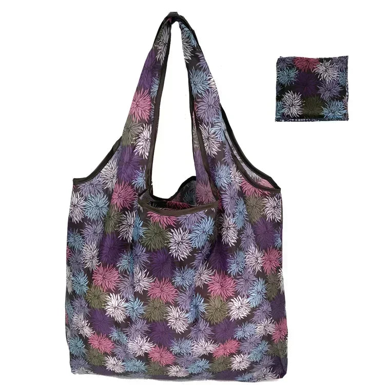 Fashion Printing Foldable Eco-Friendly Shopping Bag Tote Folding Pouch Handbags Reusable Large-capacity for Travel Grocery Bag